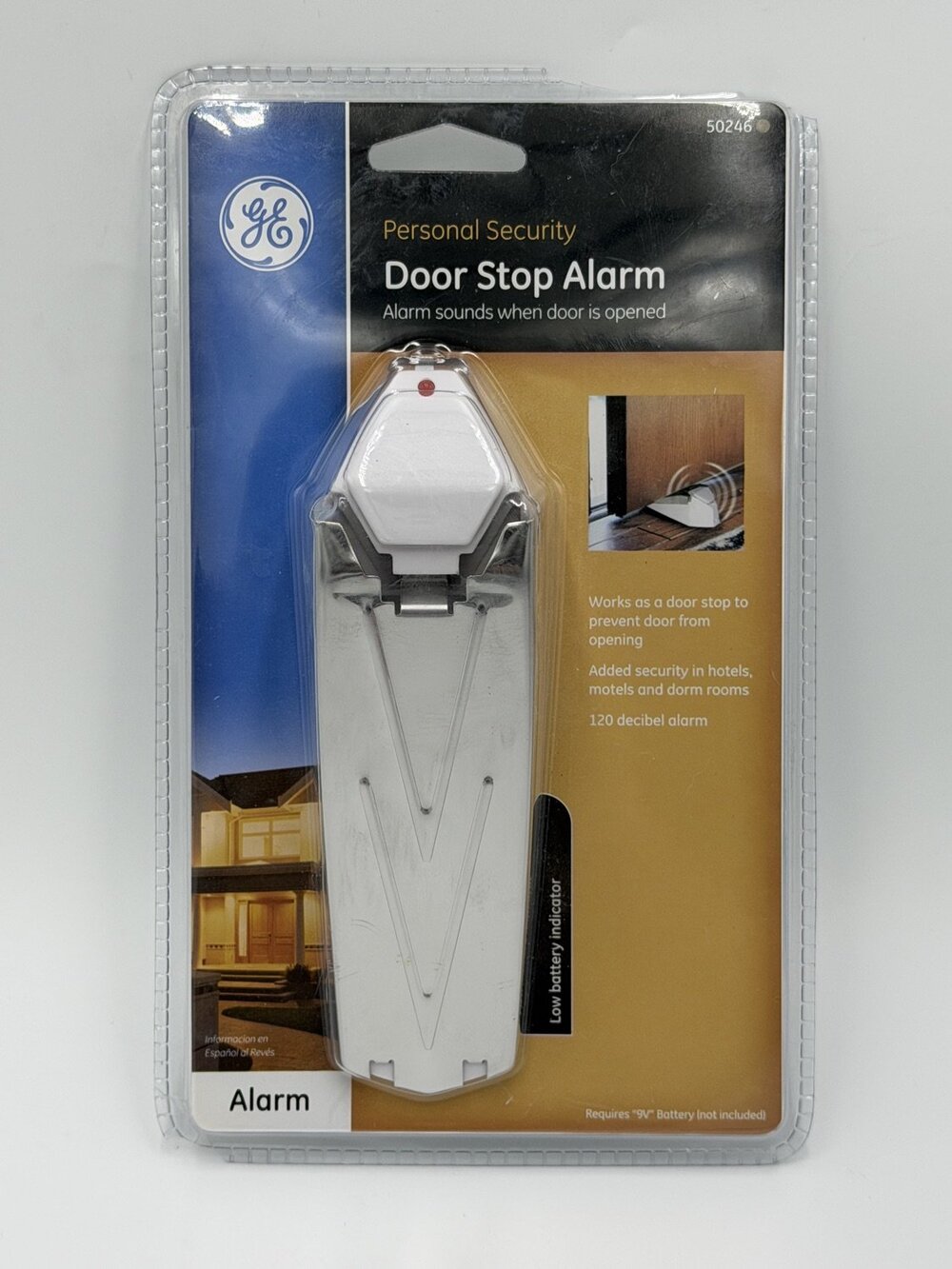 NWT GE Personal Security Door Stop Alarm 120 dB Siren Model 50246 Battery